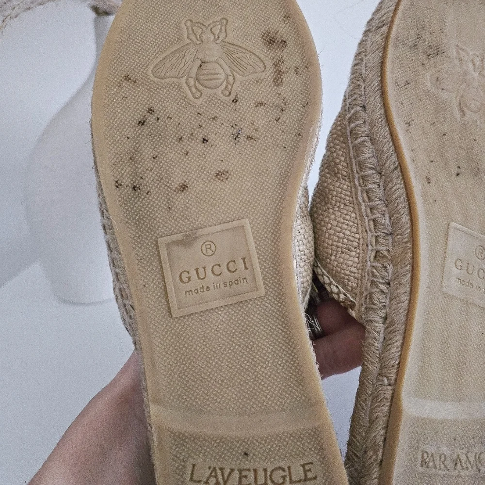 Gucci Straw Elaphe Matelasse GG marmont espadrille slides mules - Picture 7 of 10